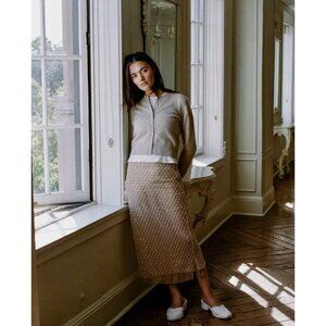 Zara Womens Straight Skirt Size M Gold Beaded Sequin Lined Boho 3920/163 NWOT
